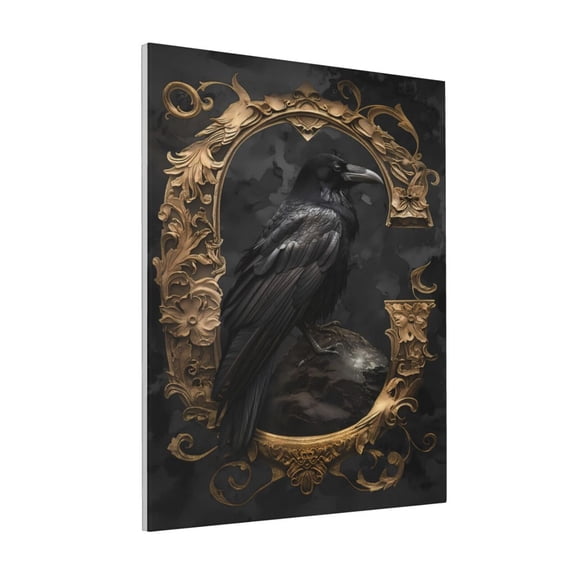 Rateoe Gothic Raven Portrait Pattern Decorative Picture – Unique Modern Wall Art, Ready-to-Hang Canvas Print for Home (Vertical)