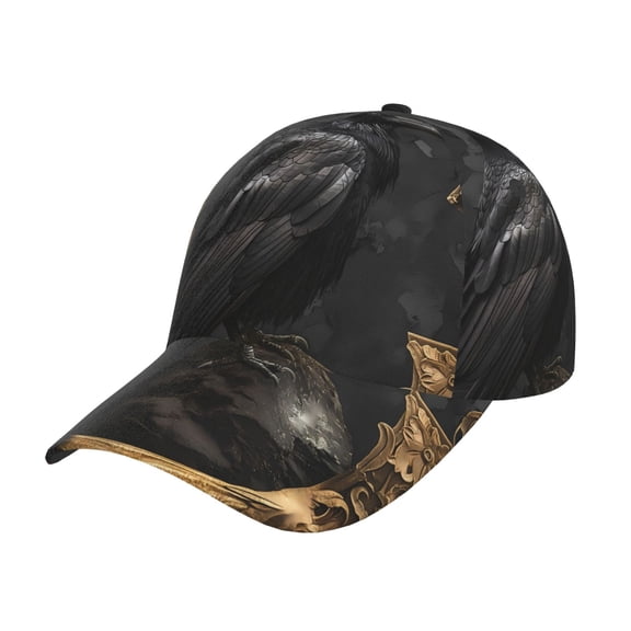 Rateoe Gothic Raven Portrait Pattern Mens Baseball Cap Adjustable Curved Brim Hat, Soft Cotton Sports Cap for Outdoor, Casual, and Everyday Wear, Comfortable & Breathable