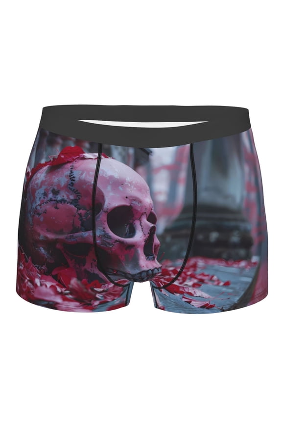 Gothic Red Skull Cemetery Mens Boxer Briefs Poly Spandex Performance Boxer Briefs Underwear Hem Boxer Briefs - Medium