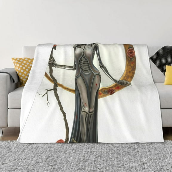Rateoe Gothic Skeleton With Roses Pattern Flannel Throw Blanket, Ultra-soft Blanket for Bed, Couch, Car, Hypoallergenic Anti-pilling blanket-60"x50"(Horizontal)