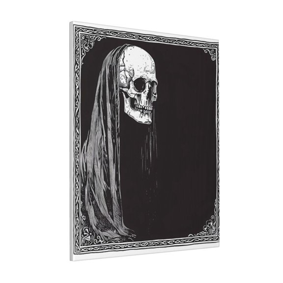 Rateoe Gothic Skull Drape Pattern Decorative Picture – Unique Modern Wall Art, Ready-to-Hang Canvas Print for Home (Vertical)