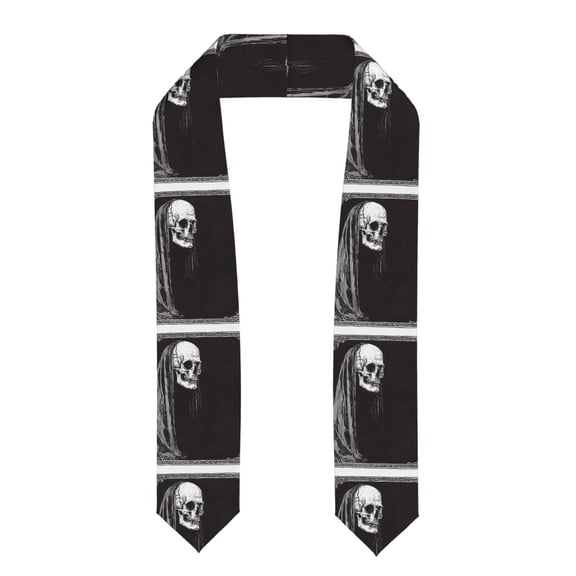 Rateoe Gothic Skull Drape Pattern Graduation Shawl Stole – Elegant Stole for Graduates ,Graduation Gown Accessory, Academic Stole-Flattened