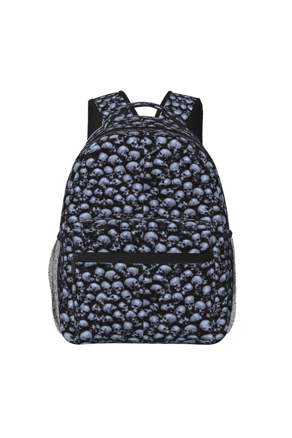 Gothic Skull Pattern Casual Backpack for School, Work, Travel Adjustable Straps, Multiple Compartments Ergonomic Design, Fits Laptops and Tablets