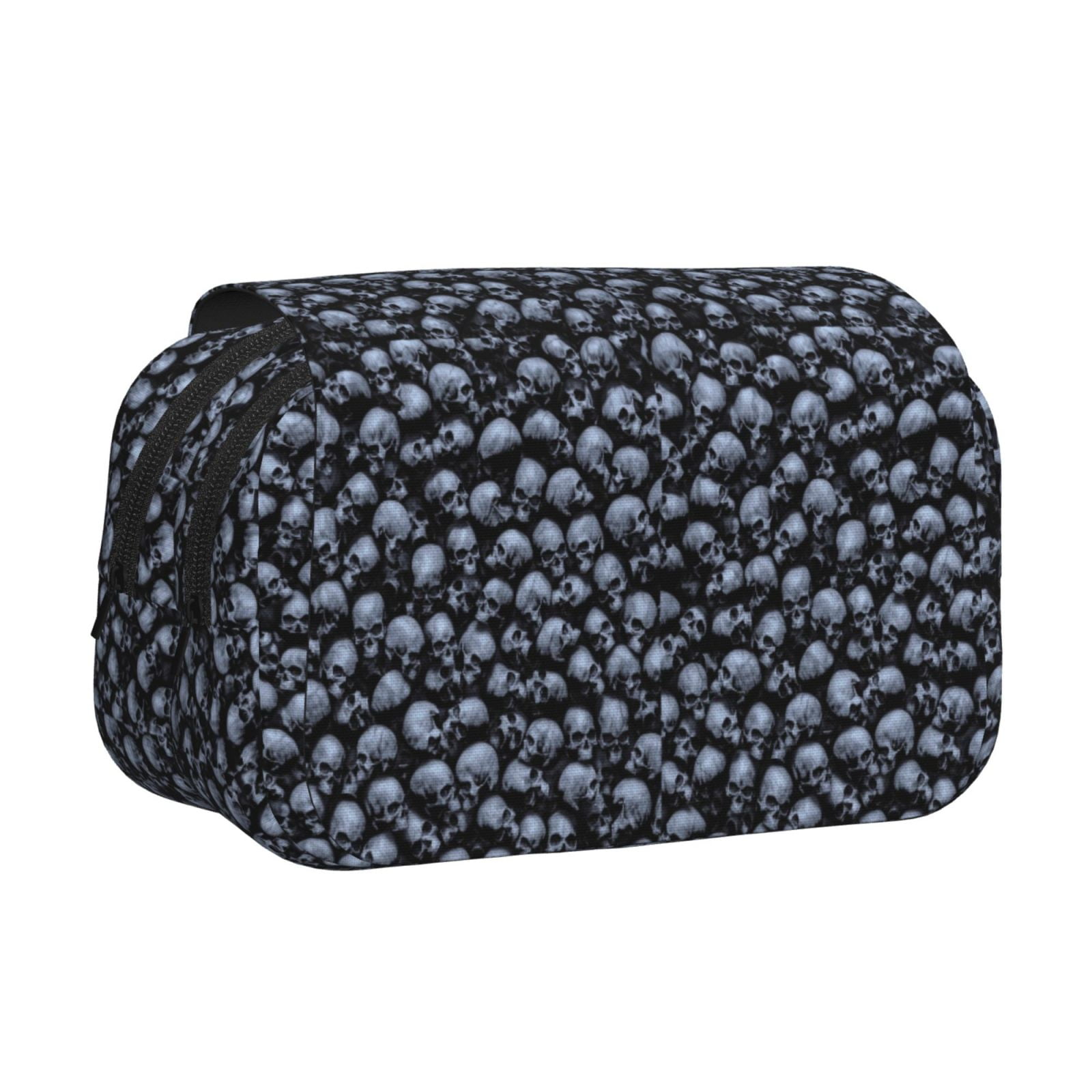 Rateoe Gothic Skull Pattern Double Clamshell Pen Case, Storage Organizer with Two Zipper Compartments– Holds Up to 50 Pencils & Pens