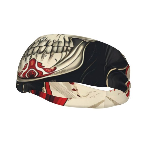 Rateoe Gothic Skull With Roses Pattern Sports Headbands ,Moisture Wicking Workout Headband, Sweatband Headbands for Running,Cycling,Yoga,Hairband for Women and Men
