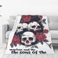 thumbnail image 1 of Rateoe Gothic Skulls And Roses Print Fuzzy Fleece Throw Blanket Extra Large,Super Soft,Fluffy and Warm Blankets for Couch,Bed,All Season Use (50"x40"), 1 of 8