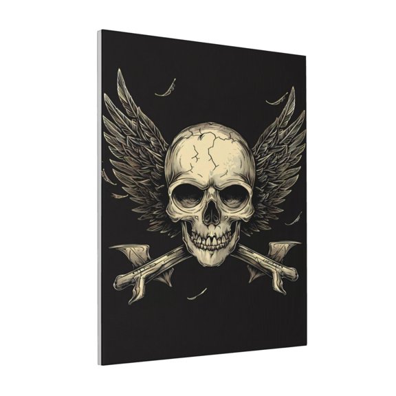 Rateoe Gothic Winged Skull Pattern Decorative Picture – Unique Modern Wall Art, Ready-to-Hang Canvas Print for Home (Vertical)
