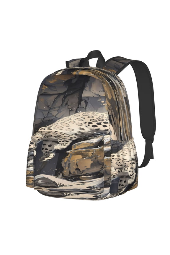 Graceful Snow Leopard Pattern Student Backpack,Backpack for School,Lightweight Bag,Travel Backpack,Outdoor Backpack,Large Capacity Backpack