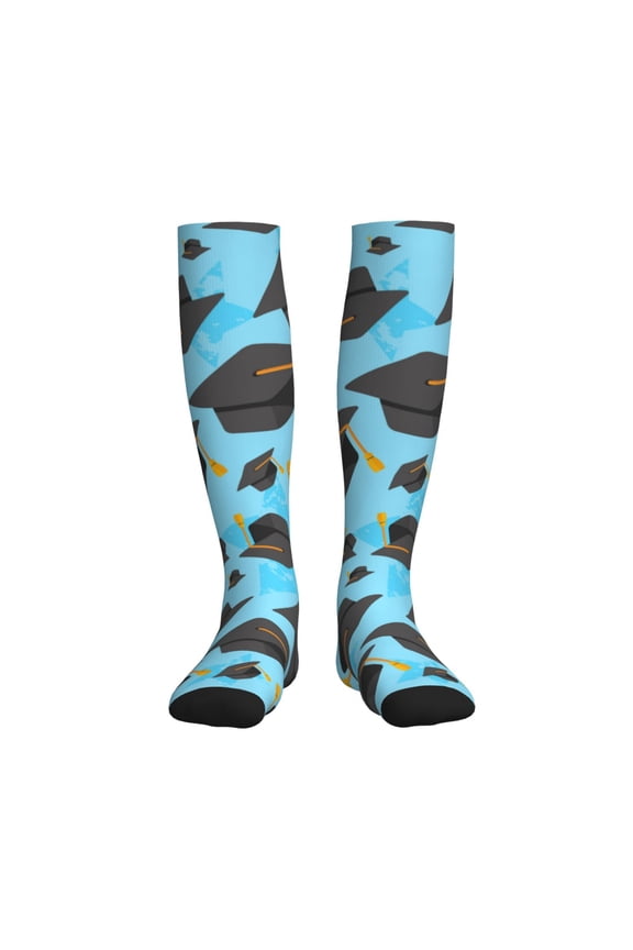 Graduation Hats1 Compression Socks for Women and Men 20-30mmHg-Circulation Support Socks Knee High Nurse Pregnant Running Medical and Travel Athletic