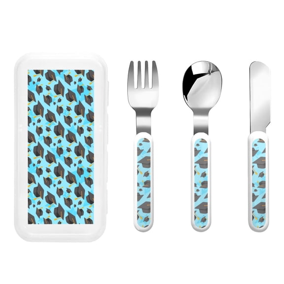 Rateoe Graduation Hats1 for Stainless Steel Kids Silverware Set - Child and Toddler Safe Flatware - Children's Knife, Fork And Spoon Set