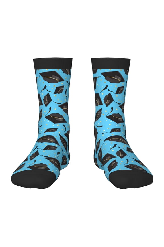 Graduation Hats2 Pattern Children's Socks, Socks Gifts ,kids Crew Soft Cotton Socks , Moisture-Wicking, Durable, Ideal for Daily Wear & Sports