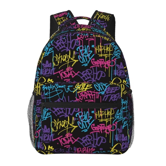 Rateoe Graffiti Art Pattern Casual Backpack for School, Work, Travel Adjustable Straps, Multiple Compartments Ergonomic Design, Fits Laptops and Tablets