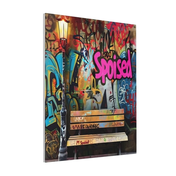 Rateoe Graffiti Lamp Urban Scene Pattern Decorative Picture – Unique Modern Wall Art, Ready-to-Hang Canvas Print for Home (Vertical)