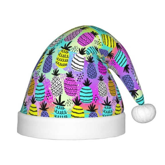 Rateoe Graffiti Pineapples Santa Hat Confortable Christmas Hat for Christmas Party Favors Fit for Kids