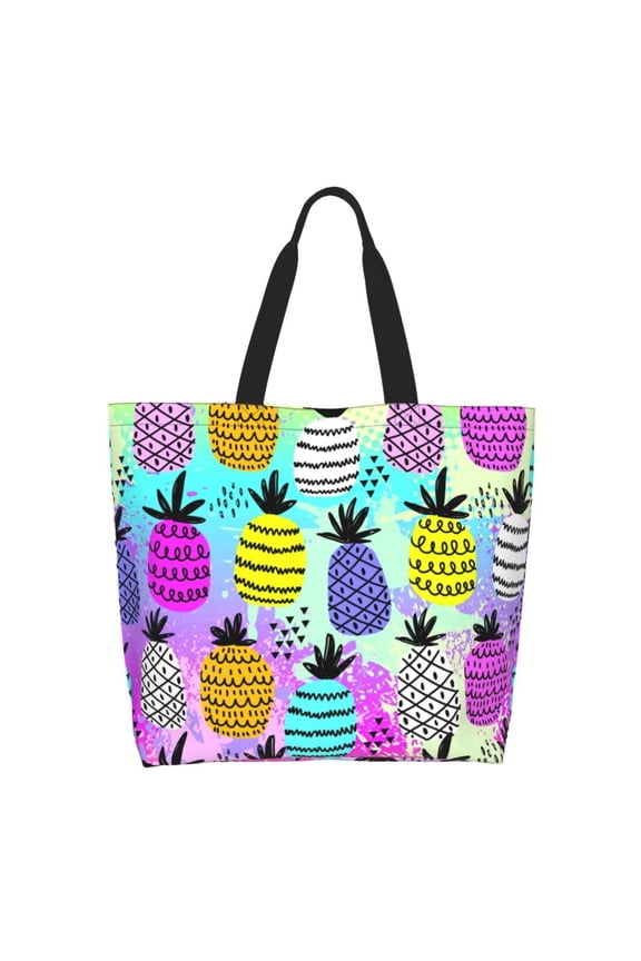 Graffiti Pineapples Tote Bag - Waterproof Lightweight Handbags Travel Shoulder Bag for Hiking Yoga Gym Swimming Travel Beach