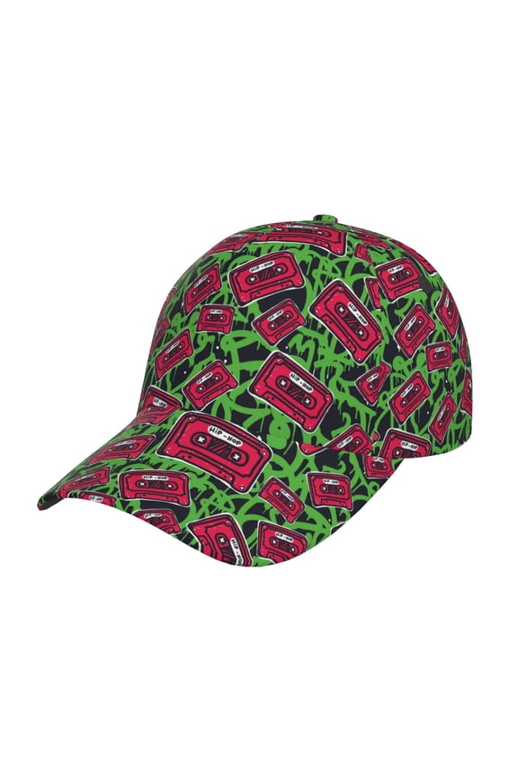 Graffiti Tape Pattern Mens Baseball Cap  Adjustable Curved Brim Hat, Soft Cotton Sports Cap for Outdoor, Casual, and Everyday Wear, Comfortable & Breathable
