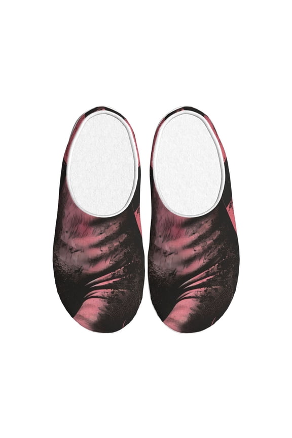 Graphic Seal On Stripes Print Women's Men's Cotton Knit Slippers Lightweight Memory Foam Indoor House Shoes with Anti-Skid Sole-42/43