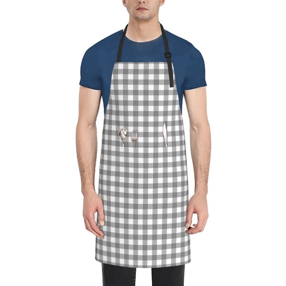Rateoe Gray Checkboard Aprons with Pocket,Men Womens Aprons Waterproof Adjustable Cooking Aprons for Kitchen Gardening and Salon