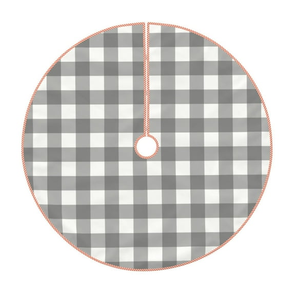 Rateoe Gray Checkboard Pattern Christmas Tree Skirt with Ties , Christmas Tree Decorations, Farmhouse Christmas Decor Xmas Holiday Decorations-36"