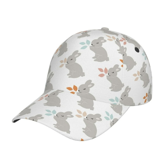 Rateoe Gray Rabbit Pattern Baseball Cap Outdoor Cap Mountain Dad Hat - Unstructured Soft Cotton Cap-Adjustable UV Protection Cap