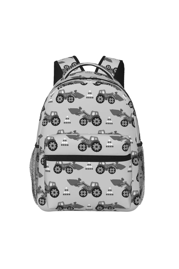 Gray Tractor Pattern Casual Backpack for School, Work, Travel Adjustable Straps, Multiple Compartments Ergonomic Design, Fits Laptops and Tablets