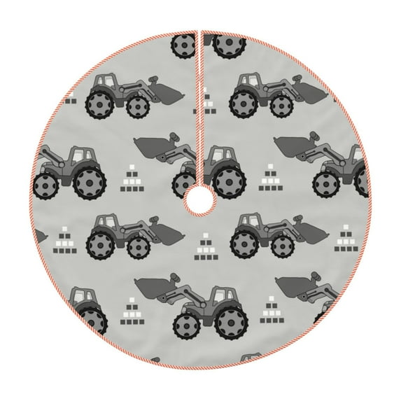 Rateoe Gray Tractor Pattern Christmas Tree Skirt with Ties , Christmas Tree Decorations, Farmhouse Christmas Decor Xmas Holiday Decorations-36"