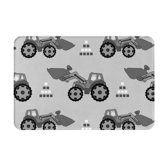 Rateoe Gray Tractor Pattern Flannel Door Mat Indoor Outdoor Entrance, Waterproof All-Weather Doormat,Fade Resistant, Low Profile Entryway Mat 16x24in