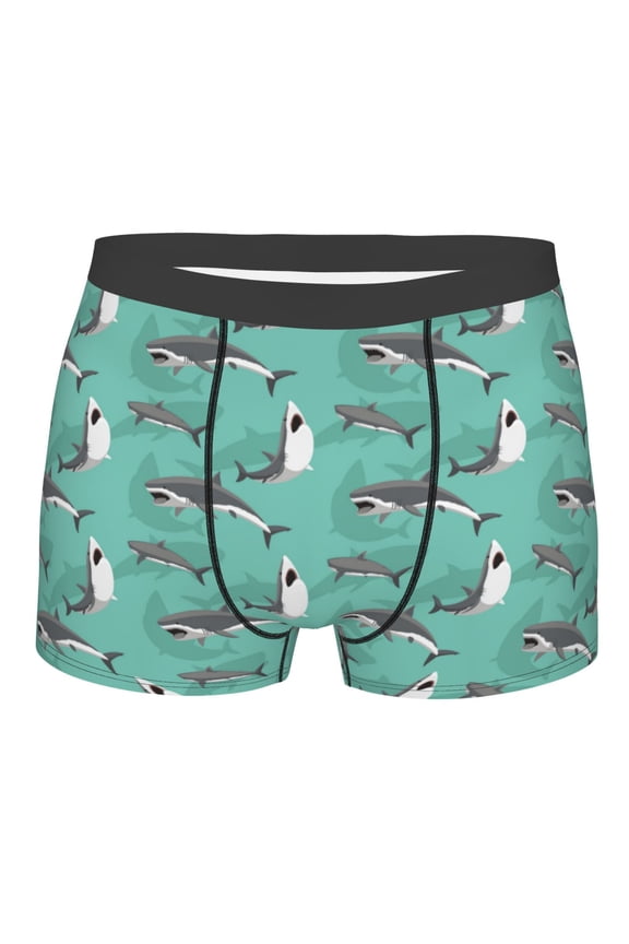 Great White Shark Mens Boxer Briefs Poly Spandex Performance Boxer Briefs Underwear Hem Boxer Briefs - Medium