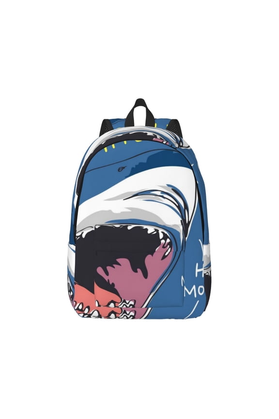 Great White Shark Pattern Canvas College Laptop Backpack,Travel Daypack,Durable Rucksack Travel Notebook Bag School Backpack Book Bag for Men Women-Medium