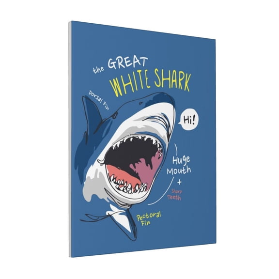 Rateoe Great White Shark Pattern Decorative Picture – Unique Modern Wall Art, Ready-to-Hang Canvas Print for Home (Vertical)