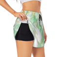 thumbnail image 1 of Rateoe Green And Gold Abstract Marble Printed 2 in 1 Women's Workout Shorts for Athletic Gym Running Shorts with Phone Pockets-, 1 of 7