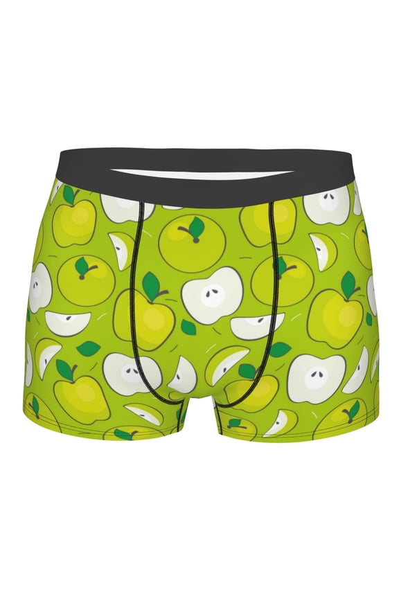 Green Apple Mens Boxer Briefs Poly Spandex Performance Boxer Briefs Underwear Hem Boxer Briefs - Small