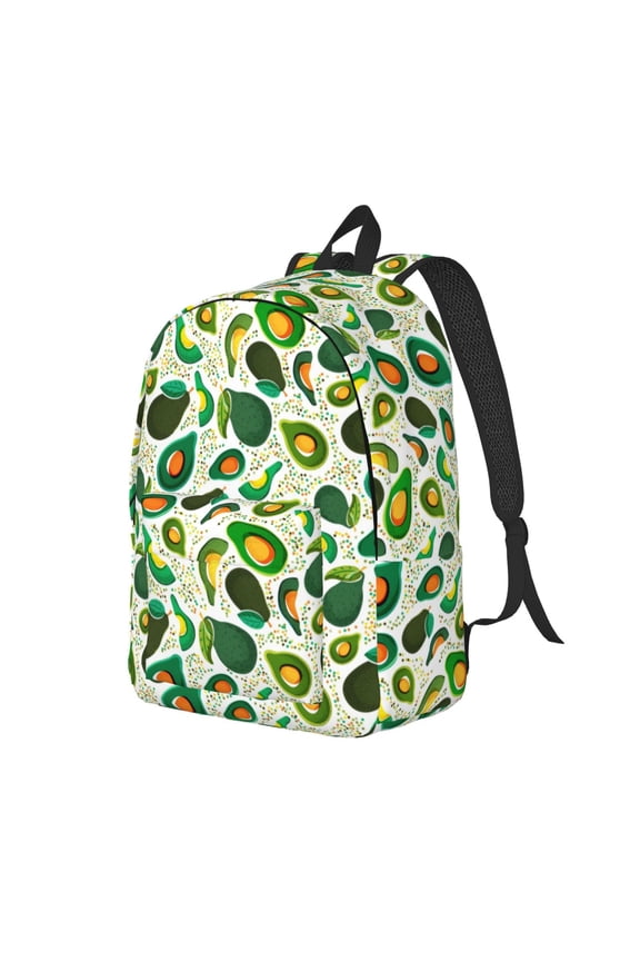 Green Avocado (2) Pattern Durable Canvas Backpack for Men & Women – Stylish & Lightweight – Adjustable Straps, Multiple Pockets – Fits 15-17 Inch LaptopsMedium
