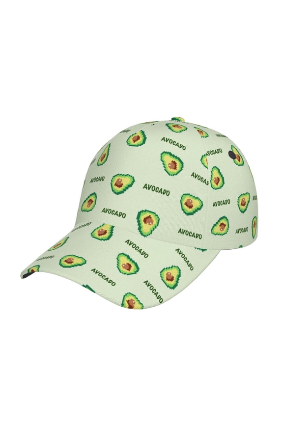 Green Avocado Pattern Baseball Cap Outdoor Cap Mountain Dad Hat - Unstructured Soft Cotton Cap-Adjustable UV Protection Cap