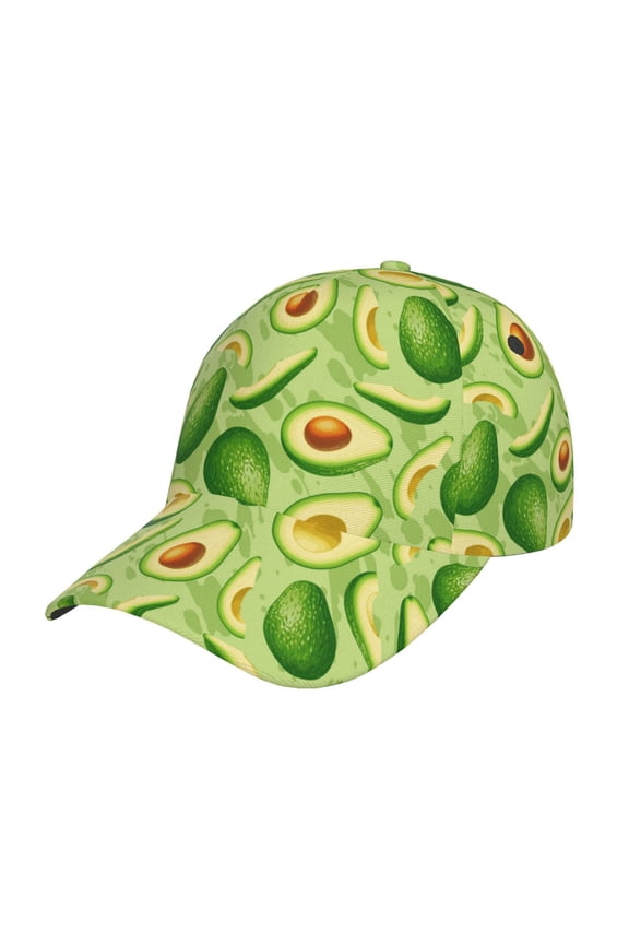 Green Avocado Pattern Baseball Cap Outdoor Cap Mountain Dad Hat - Unstructured Soft Cotton Cap-Adjustable UV Protection Cap