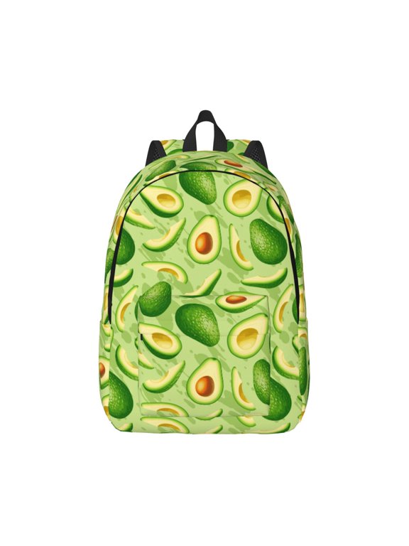 Green Avocado Pattern Canvas College Laptop Backpack,Travel Daypack,Durable Rucksack Travel Notebook Bag School Backpack Book Bag for Men Women-Medium