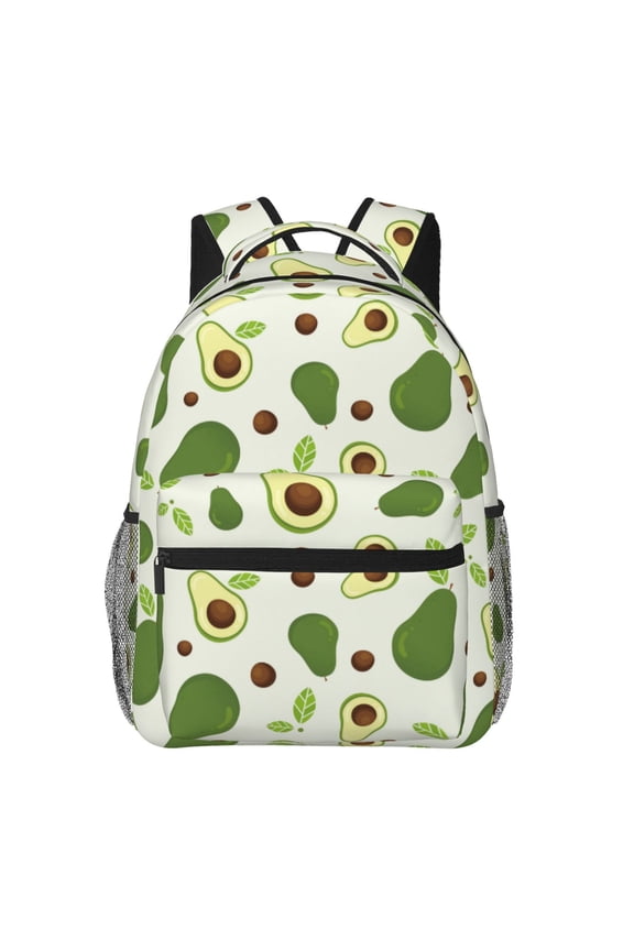 Green Avocado Pattern Casual Backpack for School, Work, Travel  Adjustable Straps, Multiple Compartments  Ergonomic Design, Fits Laptops and Tablets