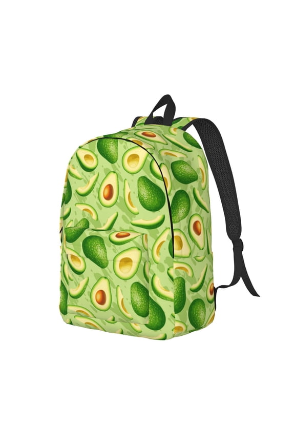 Green Avocado Pattern Durable Canvas Backpack for Men & Women – Stylish & Lightweight – Adjustable Straps, Multiple Pockets – Fits 15-17 Inch LaptopsMedium