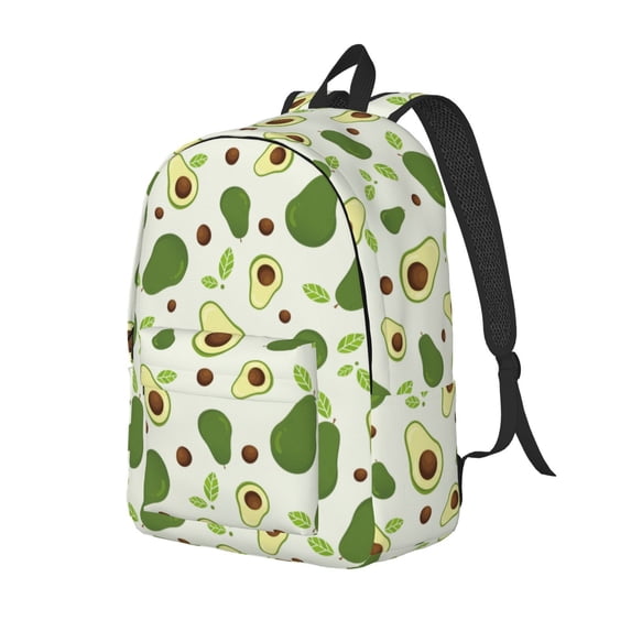 Rateoe Green Avocado Pattern Durable Canvas Backpack for Men & Women – Stylish & Lightweight – Adjustable Straps, Multiple Pockets – Fits 15-17 Inch LaptopsMedium