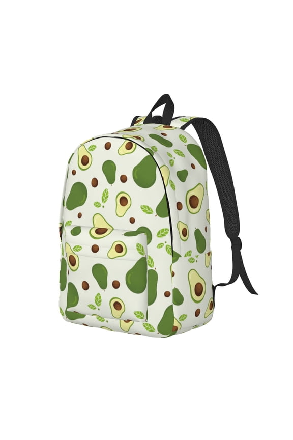 Green Avocado Pattern Durable Canvas Backpack for Men & Women – Stylish & Lightweight – Adjustable Straps, Multiple Pockets – Fits 15-17 Inch LaptopsMedium