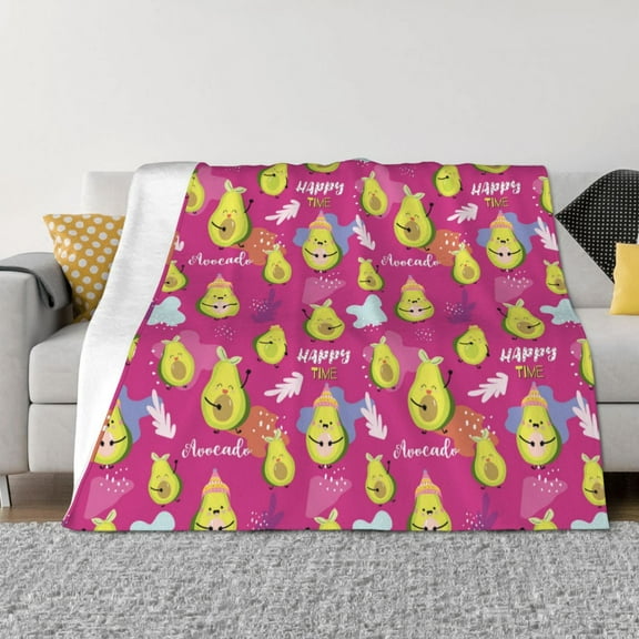 Rateoe Green Avocado Pattern Flannel Throw Blanket, Ultra-soft Blanket for Bed, Couch, Car, Hypoallergenic Anti-pilling blanket-