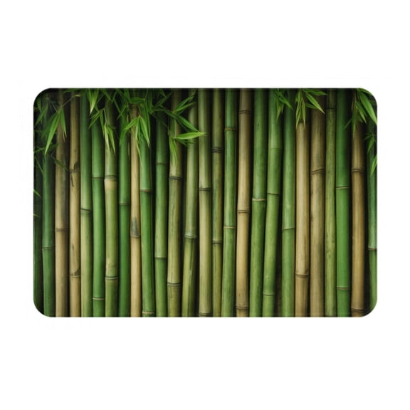 Rateoe Green Bamboo Fence1 Pattern Flannel Door Mat Indoor Outdoor Entrance, Waterproof All-Weather Doormat,Fade Resistant, Low Profile Entryway Mat 16x24in