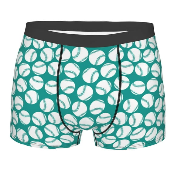 Rateoe Green Baseball Mens Boxer Briefs Poly Spandex Performance Boxer Briefs Underwear Hem Boxer Briefs - Small