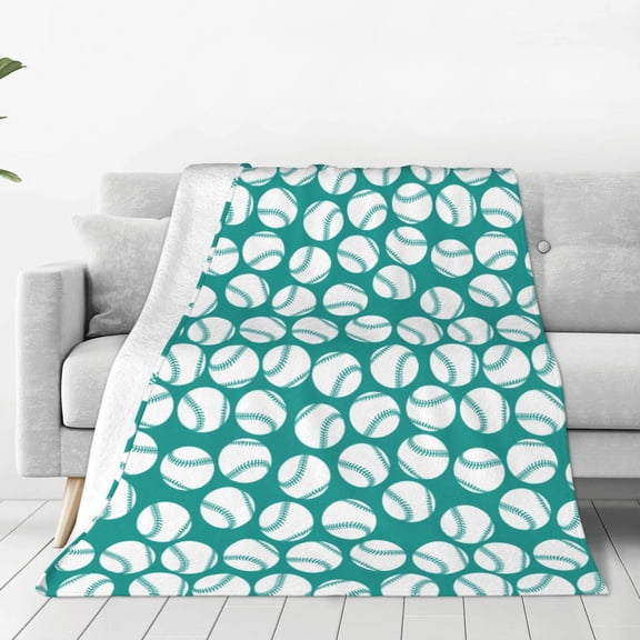 Rateoe Green Baseball Print Fuzzy Fleece Throw Blanket Extra Large,Super Soft,Fluffy and Warm Blankets for Couch,Bed,All Season Use (60"x50")