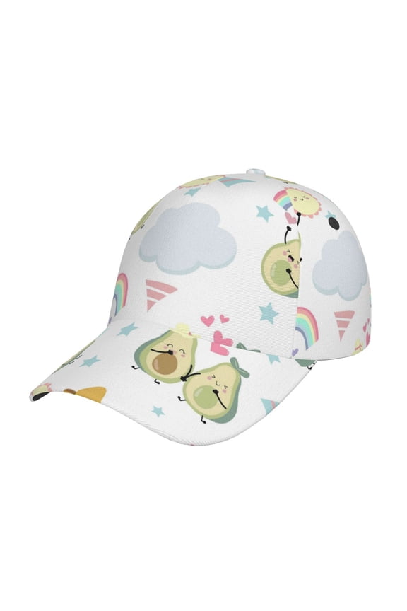 Green Blue Avocado Pattern Baseball Cap Outdoor Cap Mountain Dad Hat - Unstructured Soft Cotton Cap-Adjustable UV Protection Cap