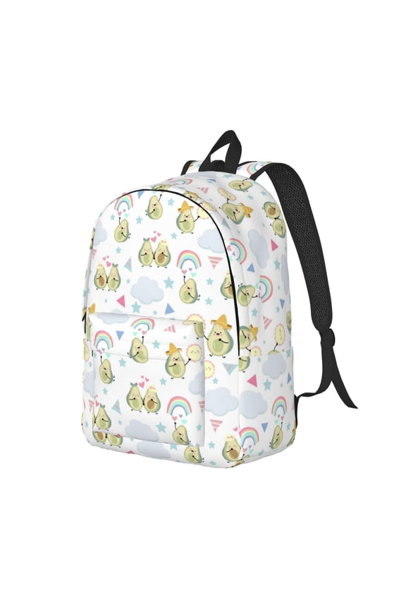 Green Blue Avocado Pattern Durable Canvas Backpack for Men & Women – Stylish & Lightweight – Adjustable Straps, Multiple Pockets – Fits 15-17 Inch LaptopsMedium
