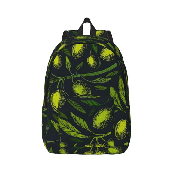 Rateoe Green Branch Olive Pattern Canvas College Laptop Backpack,Travel Daypack,Durable Rucksack Travel Notebook Bag School Backpack Book Bag for Men Women-Medium