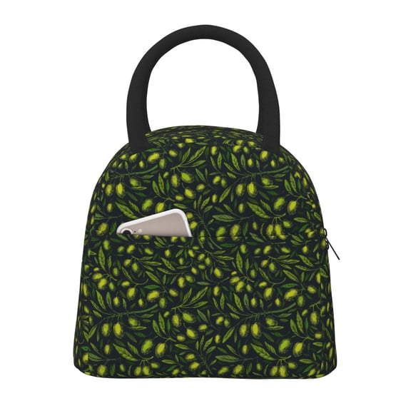 Rateoe Green Branch Olive Pattern Lunch Bag Women, Lunch Box, Lunch Bag, Small Leakproof Lunch Tote Large Capacity Reusable Insulated Cooler Lunch Container
