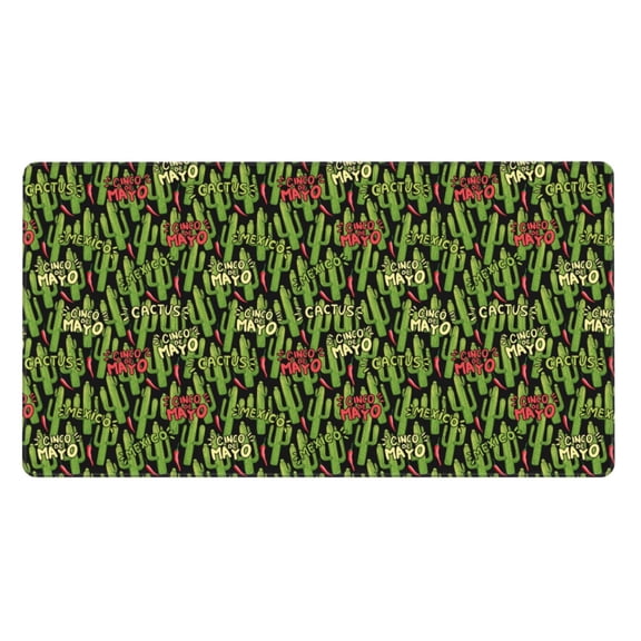 Rateoe Green Cacti And Red Chili Print Mouse Pad - Extended Large Gaming Mousepad,Non-Slip Stitched Edge,16x29.5 Inch