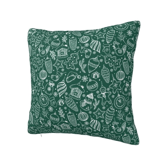 Rateoe Green Christmas Pattern Throw Pillow Cover Premium Pillow Stuffer Sham Square for Decorative Cushion Bed Couch Sofa(Pillow insert not included)